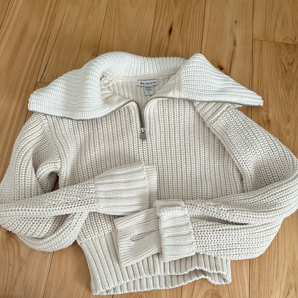 Athleta Ivory Cableknit Pullover - image 1